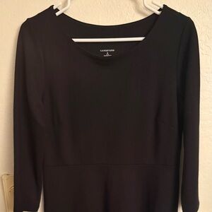 Lands’ End black ponte knit midi dress S 6–8 3/4 sleeve